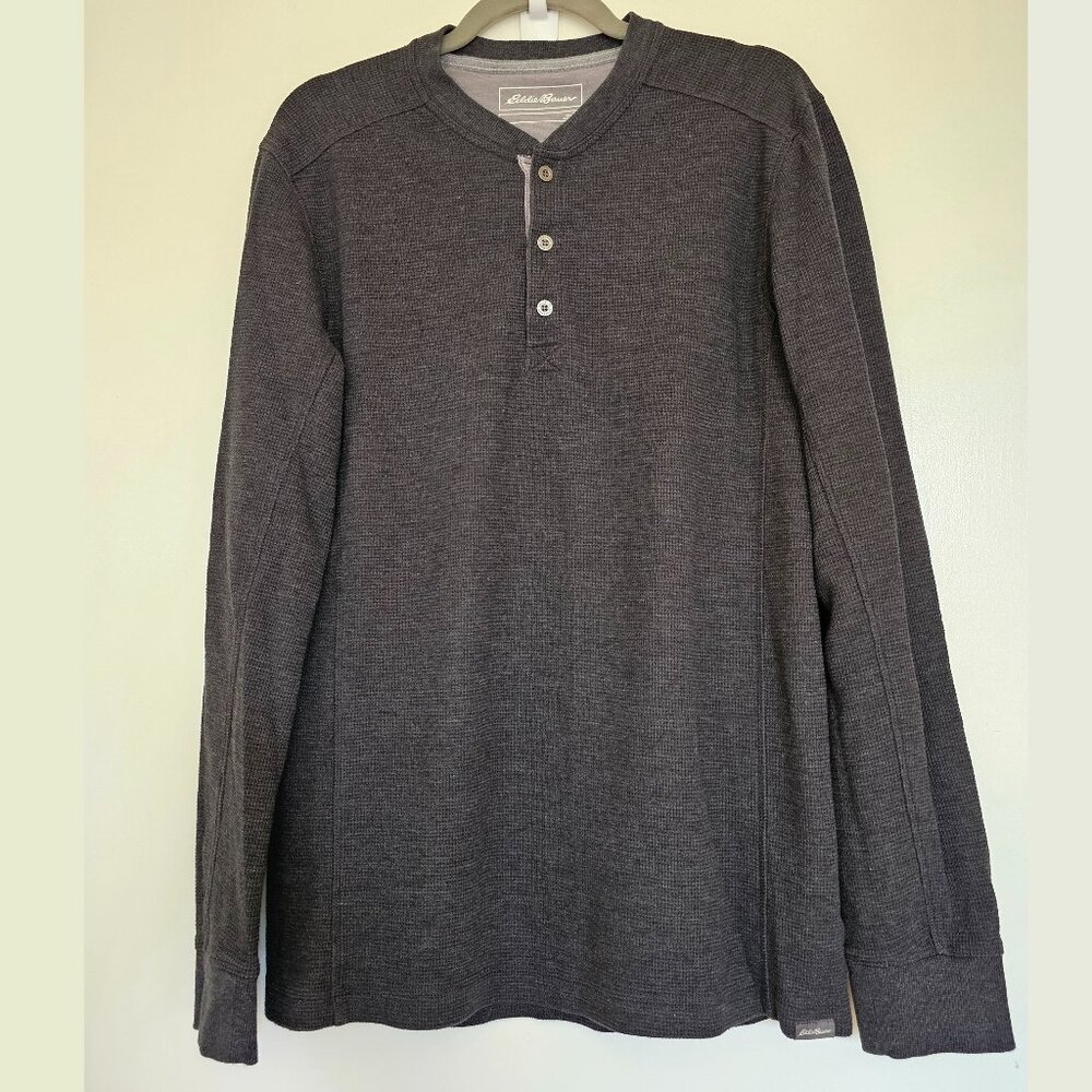 Eddie Bauer Men’s Favorite Ultrasoft Thermal Henley Longsleeve, TM, Charcoal Htr
